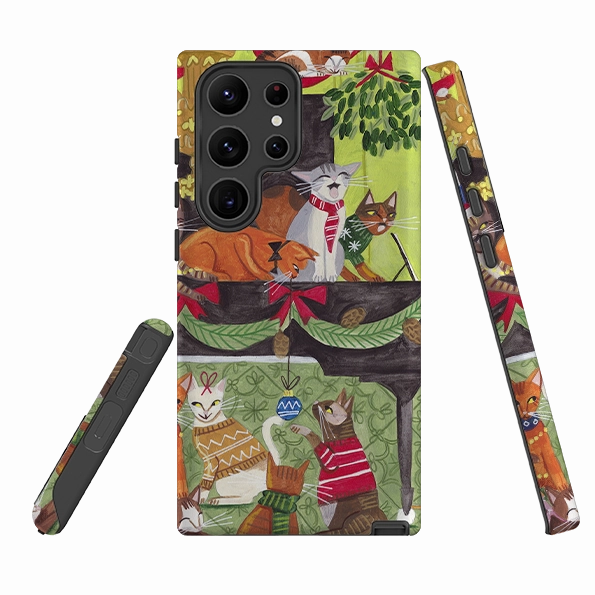 Metal Texture Samsung Tough Case - Christmas cats II By Caroline Bonne Muller