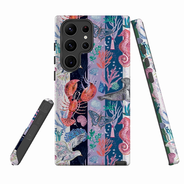 Protective Corners Samsung Tough  Case - Coastal Calling Stripe II By Emma Frances Grant