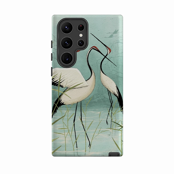Elegant Surface Compact Fit Samsung Tough Case - Cranes By Maja Lindberg