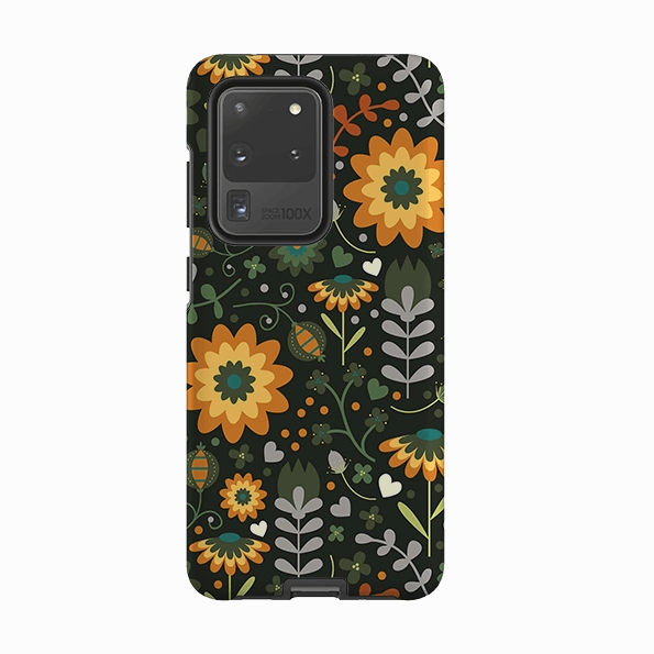 Samsung Tough Case - Dark Floral By Suzy Taylor Durable Surface Design Luxury Feel