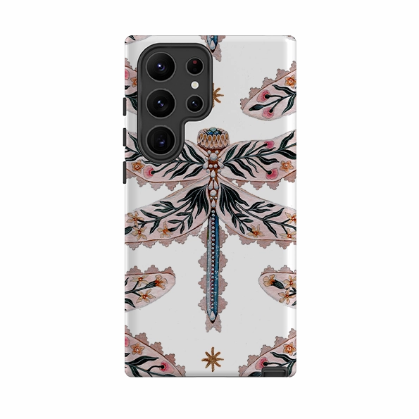Hybrid Finish Matte Edge Samsung Tough Case - Dragonfly Pattern By Maria Matos