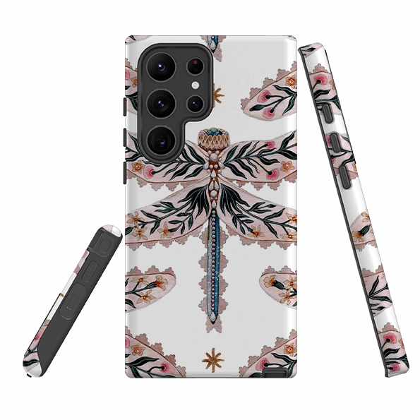 Dual Layer Samsung Tough Case - Dragonfly Pattern By Maria Matos