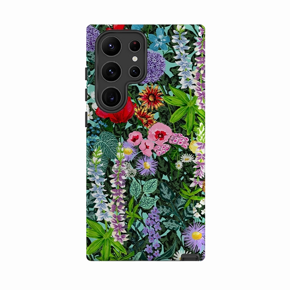 Samsung Tough Case - Floral I By Abby Jacobs Marble Texture Strong Corners