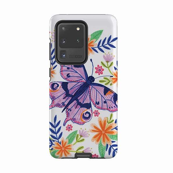 Travel Ready Soft Finish Samsung Tough Case - Floral Lilac Butterfly By Lee Foster Wilson