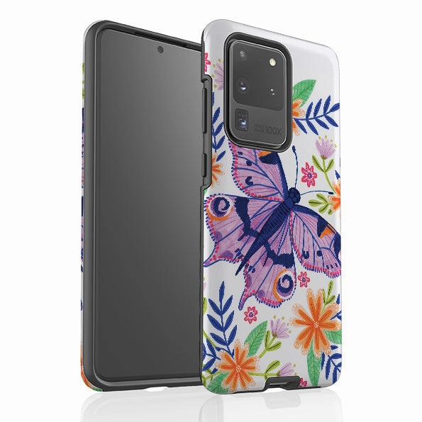 Vivid Pattern Design Samsung Tough Case - Floral Lilac Butterfly By Lee Foster Wilson