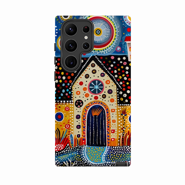 Samsung Tough Case - Folk Art House IX Smooth Look Texture