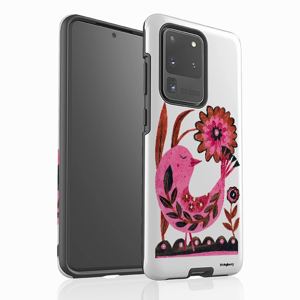 Samsung Tough Case - Folk Floral Bird By Tracey English Premium Look Durable Finish