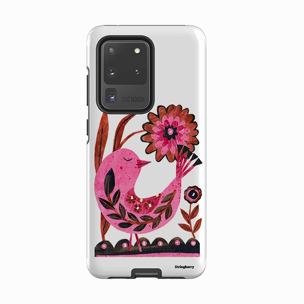 Water shield Samsung Tough Case - Folk Floral Bird By Tracey English