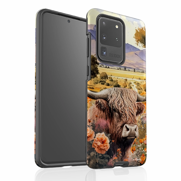 Shockproof Corners Flexible Texture Samsung Tough Case - Highland Cow III