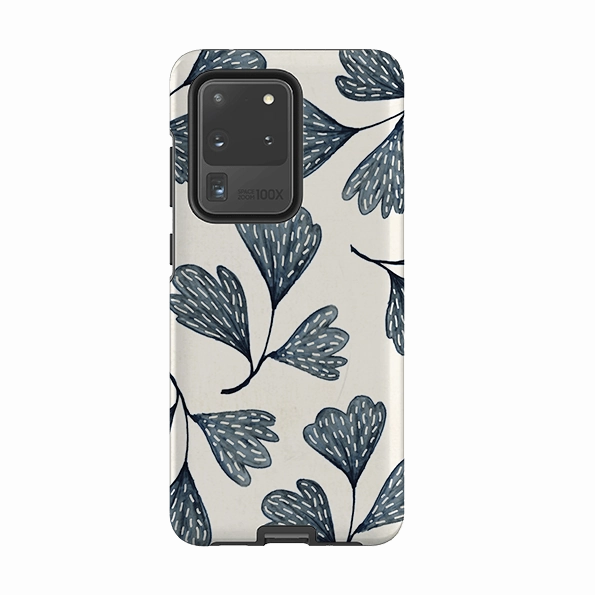 Samsung Tough Case - Indigo Leaves By Katherine Quinn Durable Shell Premium Feel