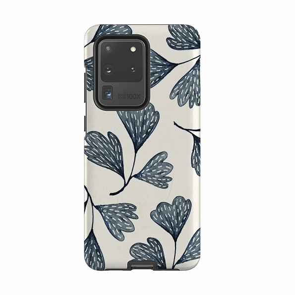 Samsung Tough Case - Indigo Leaves By Katherine Quinn Protective Quality Long Lasting