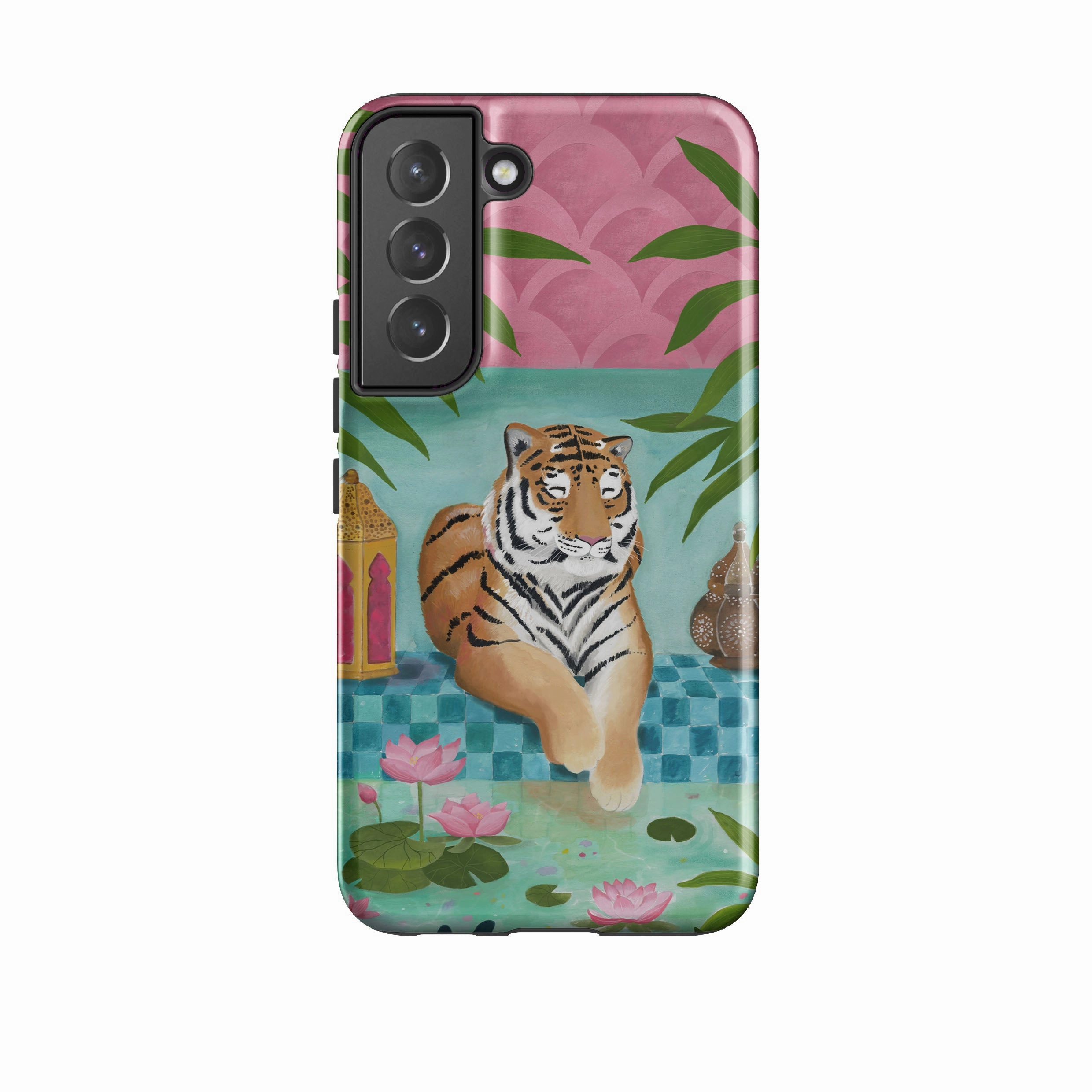 Samsung Tough Case - Lotus Tiger By Bex Parkin Strong material Smooth Layer Texture