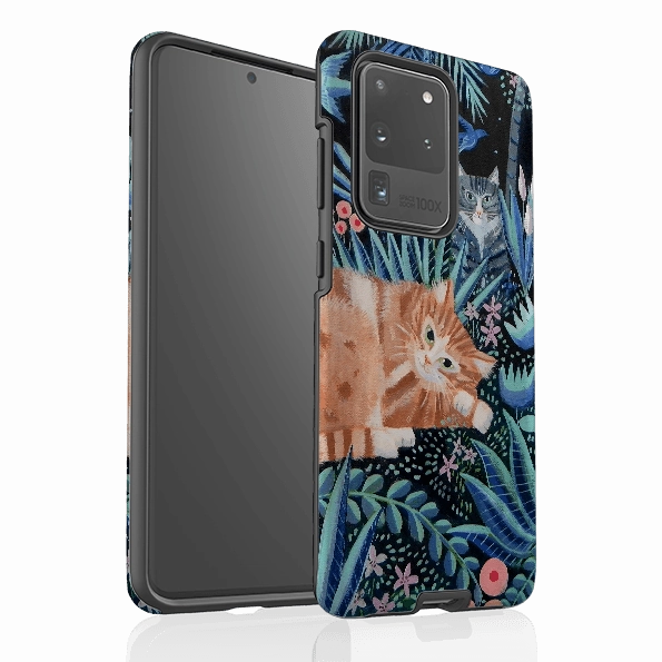 Samsung Tough Case - Night Cats By Mary Stubberfield Screen Bumper Minimal Edge Design