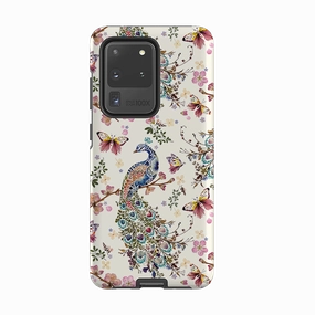 Polished Finish Refined Finish Samsung Tough Case - Peacock and Cherry Blossoms By Helen Ahpornsiri