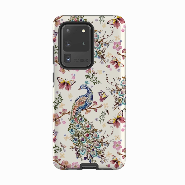Polished Finish Refined Finish Samsung Tough Case - Peacock and Cherry Blossoms By Helen Ahpornsiri
