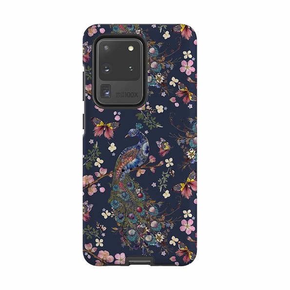 Luxury Grip Protective Build Texture Samsung Tough Case - Peacock and Cherry Blossoms Iris By Helen Ahpornsiri