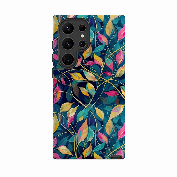 Samsung Tough Case - Pink and Teal Leaves Elegant Shield