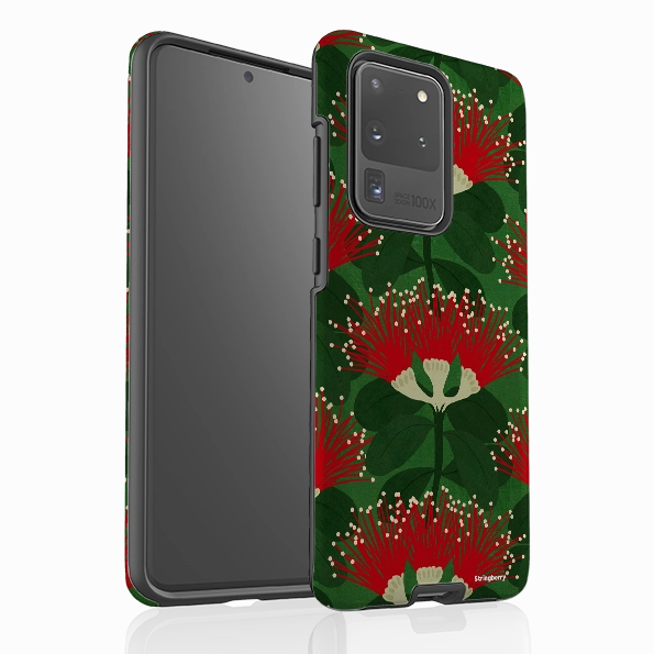 Samsung Tough Case - Pohutukawa Green And Red By Katherine Quinn Strong Corners Hybrid Texture Design