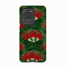 Protective Fit Samsung Tough Case - Pohutukawa Green And Red By Katherine Quinn