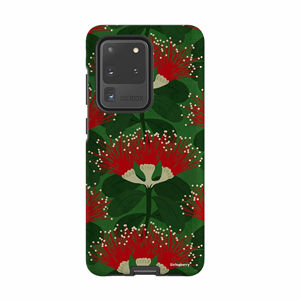Protective Fit Samsung Tough Case - Pohutukawa Green And Red By Katherine Quinn