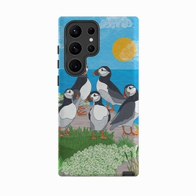 Color Finish Lightweight Build Samsung Tough Case - Puffins By Natalie Pedetti Prack