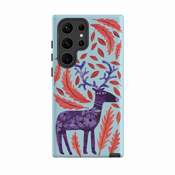 Samsung Tough Case - Purple Reindeer By Tracey English Minimal Cover Rugged Outline