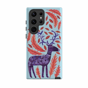 Samsung Tough Case - Purple Reindeer By Tracey English Minimal Cover Rugged Outline