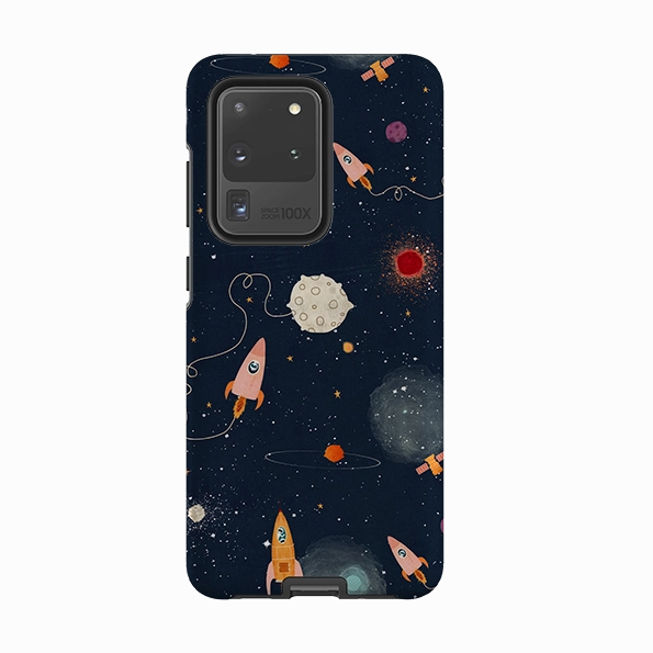 Comfort Build Layer Crystal Finish Samsung Tough Case - Rockets Midnight By Katherine Quinn