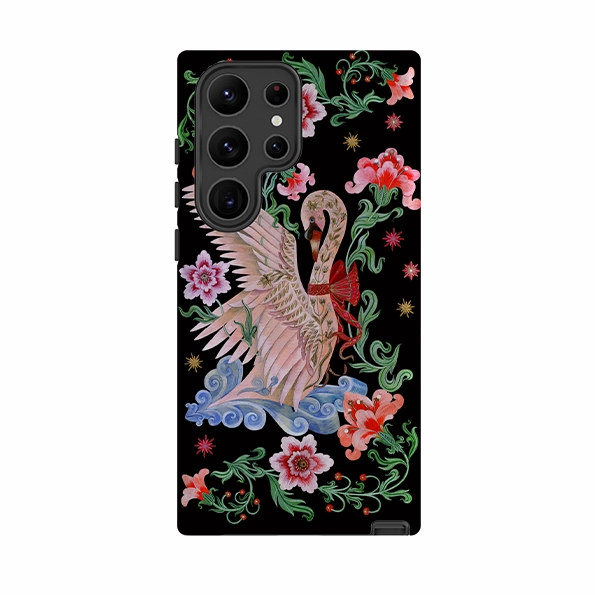 Hybrid Grip Finish Samsung Tough  Case - Seven Swans A Swimming By Maria Matos