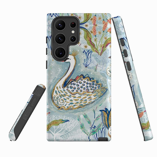 Marble Texture Smooth Surface Layer Samsung Tough Case - Seven Swans I By Emma Frances Grant