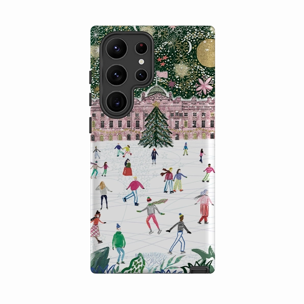 Wireless Charging Compatible Hybrid Pattern Texture Samsung Tough Case - Skating At Somerset House By Emma Frances Grant