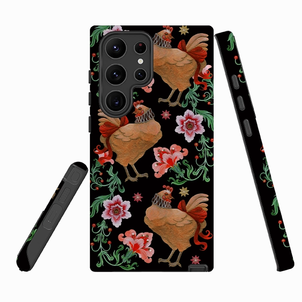 Smooth Lining Matte Protection Samsung Tough  Case - Three French Hens By Maria Matos