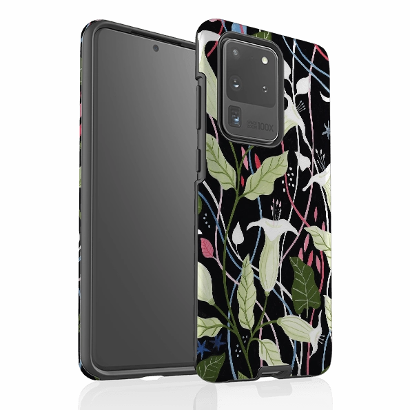 Samsung Tough Case - Trumpet Flowers By Bex Parkin Frosted Finish Sleek Grip