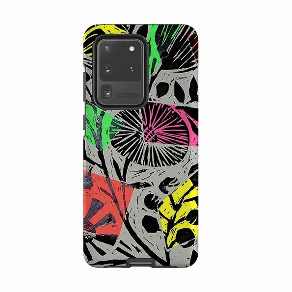 Gloss Surface Smooth Touch Samsung Tough Case - Woodcut Floral By Sarah Campbell