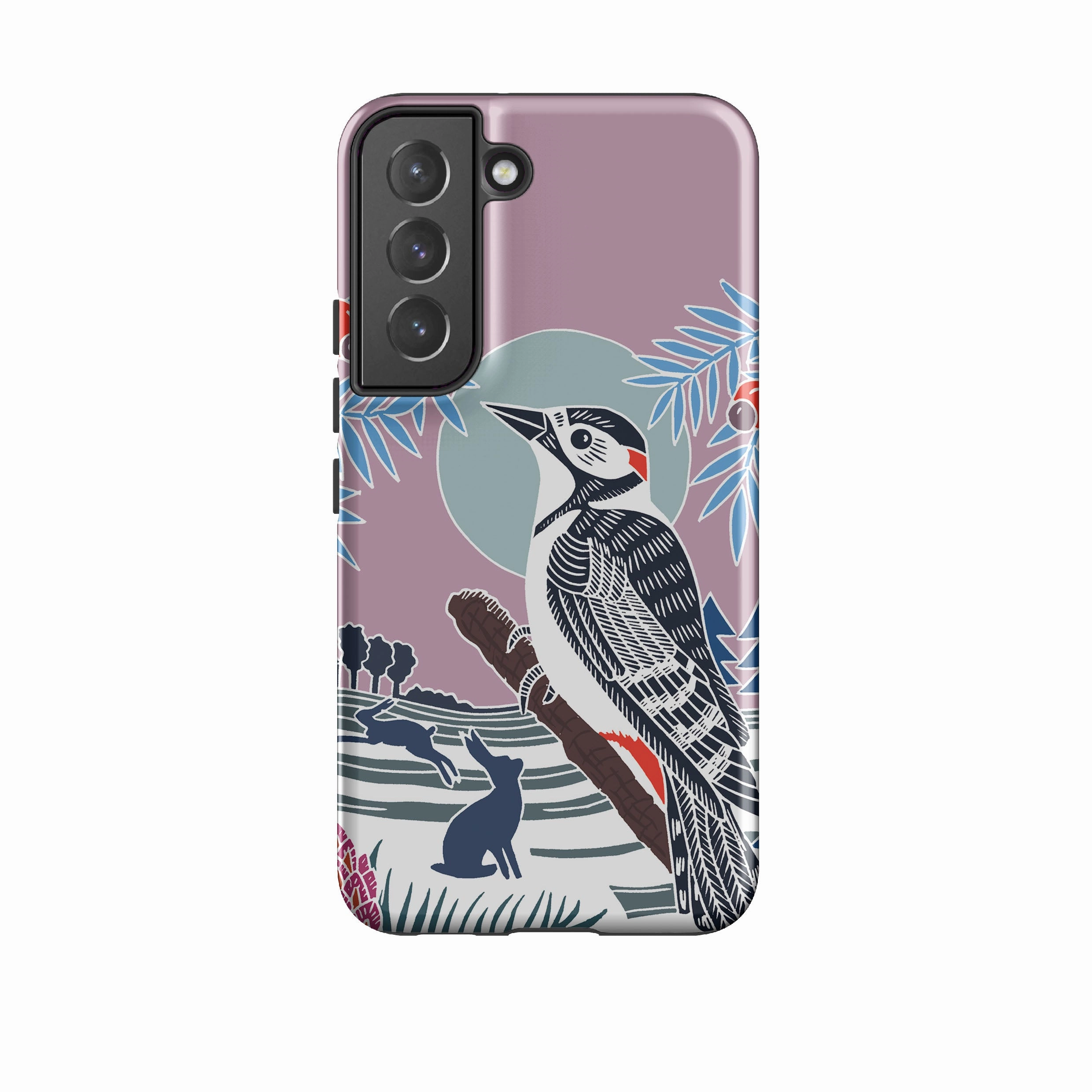 Samsung Tough Case - Woodpecker Pale By Kate Heiss Soft Look Texture