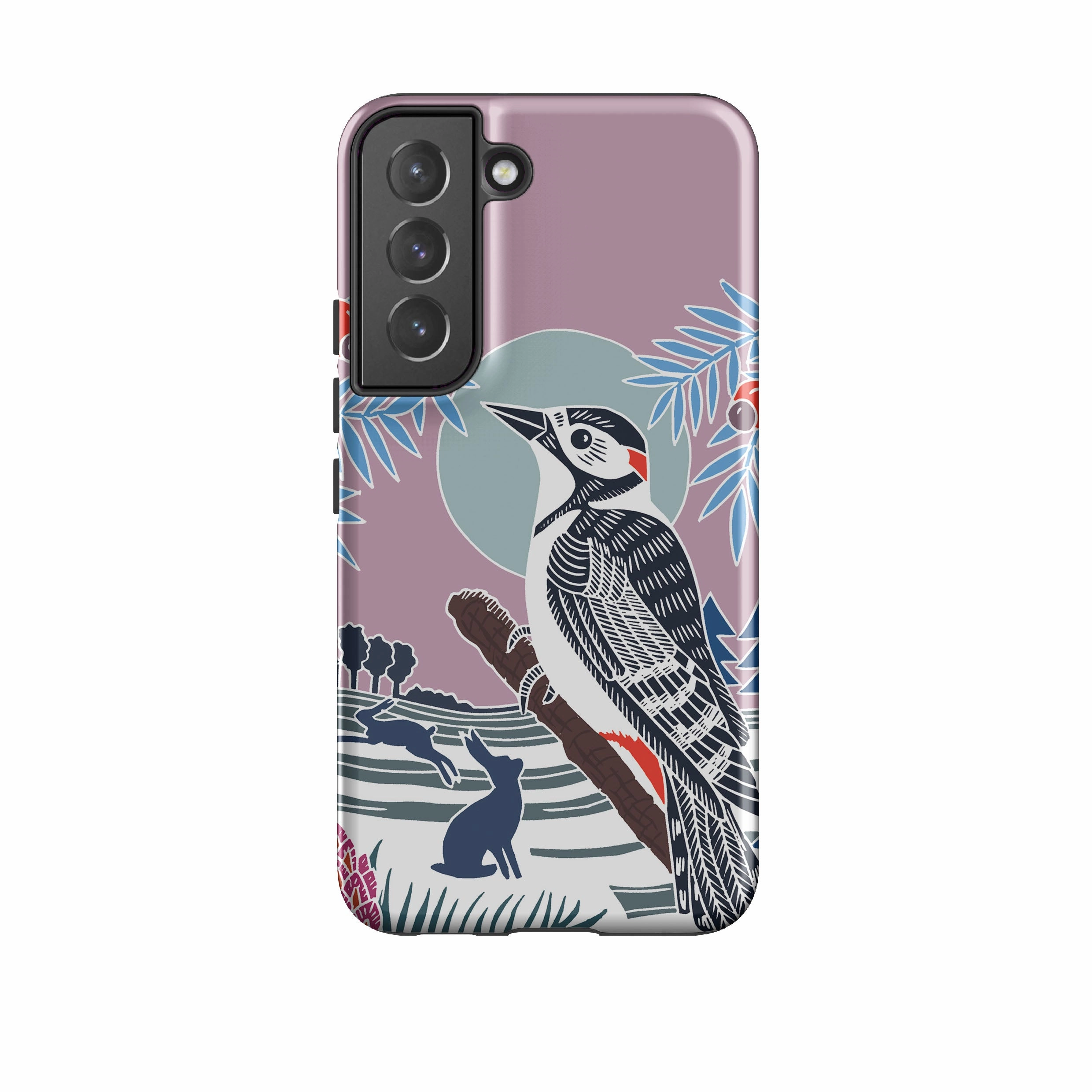 Flexible frame Smooth Coating Samsung Tough Case - Woodpecker Pale By Kate Heiss
