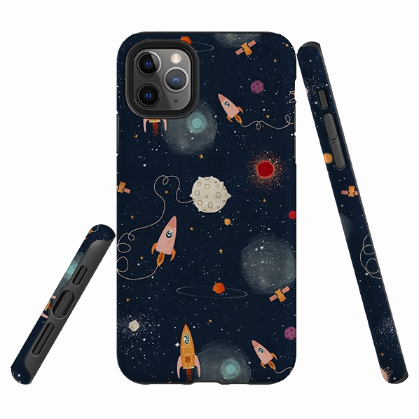Trendy Pattern Polished Layer iPhone Tough Case - Rockets Midnight By Katherine Quinn