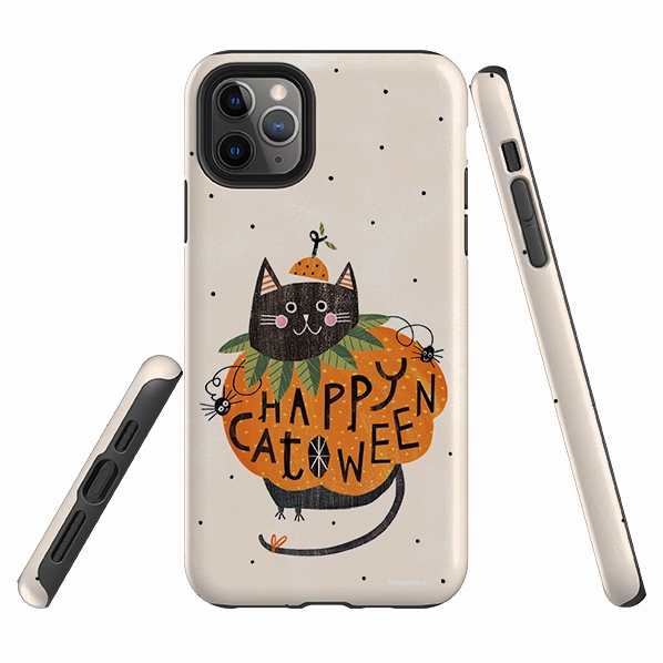 iPhone Tough Case - Pumpkin Cats By Ali Brookes Premium Edge Soft Texture