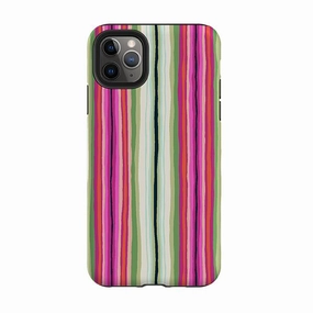 Shock Absorption Layer iPhone Tough Case - Atelier Stripe Windflower By Sarah Campbell