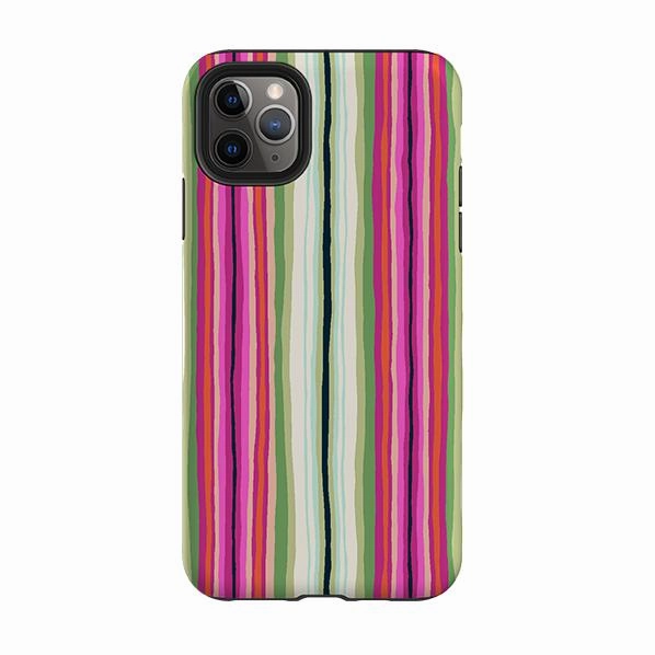 Shock Absorption Layer iPhone Tough Case - Atelier Stripe Windflower By Sarah Campbell