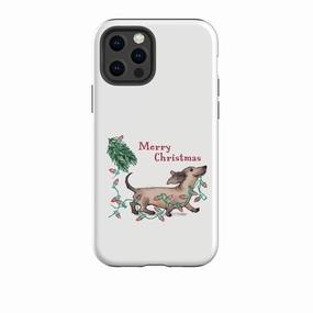 Dual Layer premium design iPhone Tough Case - Christmas Dachshund By Liane Payne