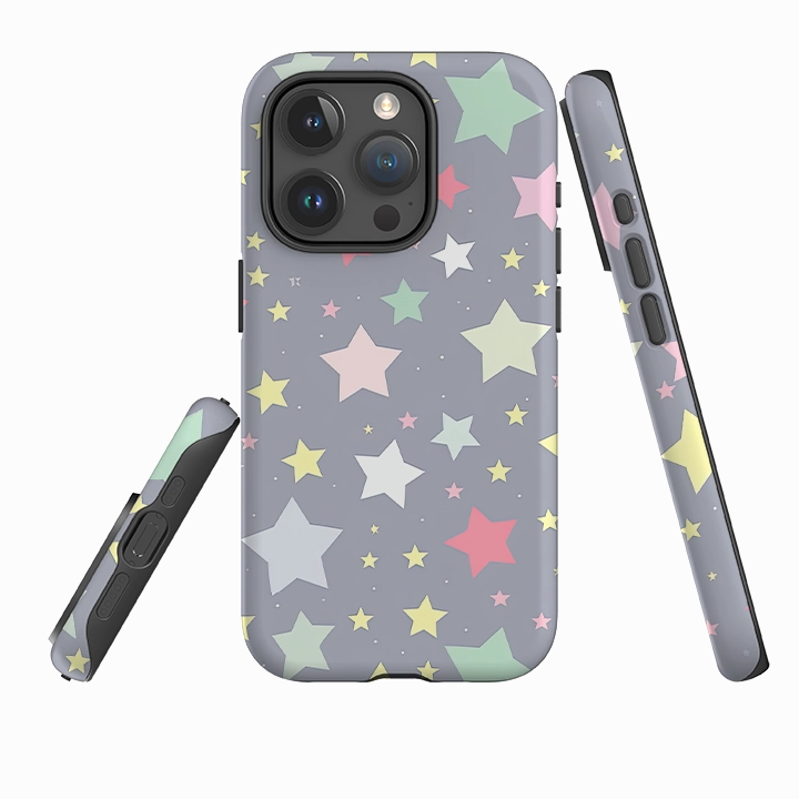 Shock Resistant Build Minimal Form iPhone Case - Pastel Stars