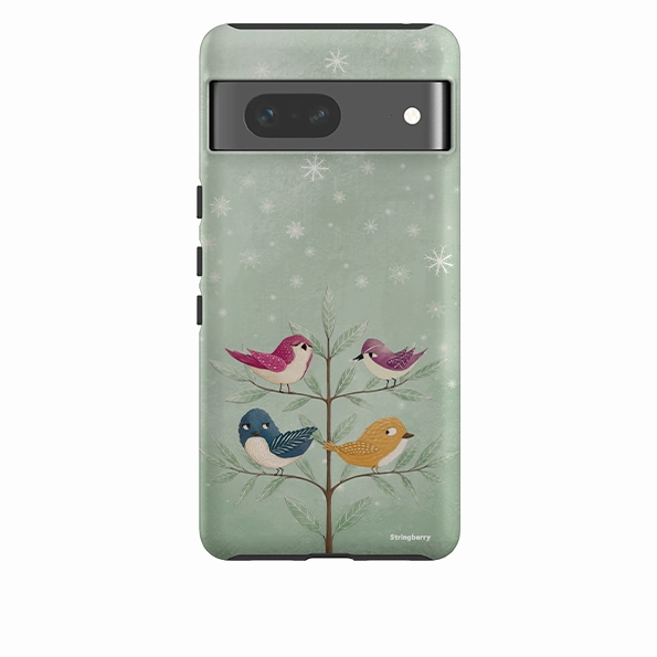Google Tough Case -  Garden Birds Aqua By Maja Lindberg Comfort Layer Texture Soft edges
