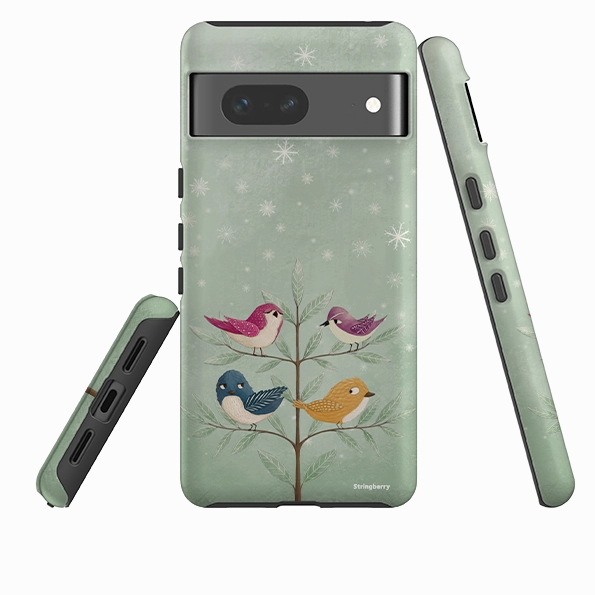 Google Tough Case -  Garden Birds Aqua By Maja Lindberg Flexible Edge Texture Durable Build Quality