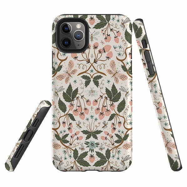 Modern Design Stylish Detailing iPhone Tough Case - Bugs And Berries Pattern By Meghann Rader
