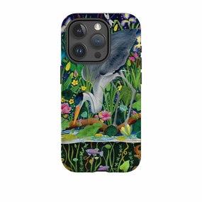 Minimal Comfort Flexible Edge Texture iPhone Tough Case - Heron Fishing By Bex Parkin