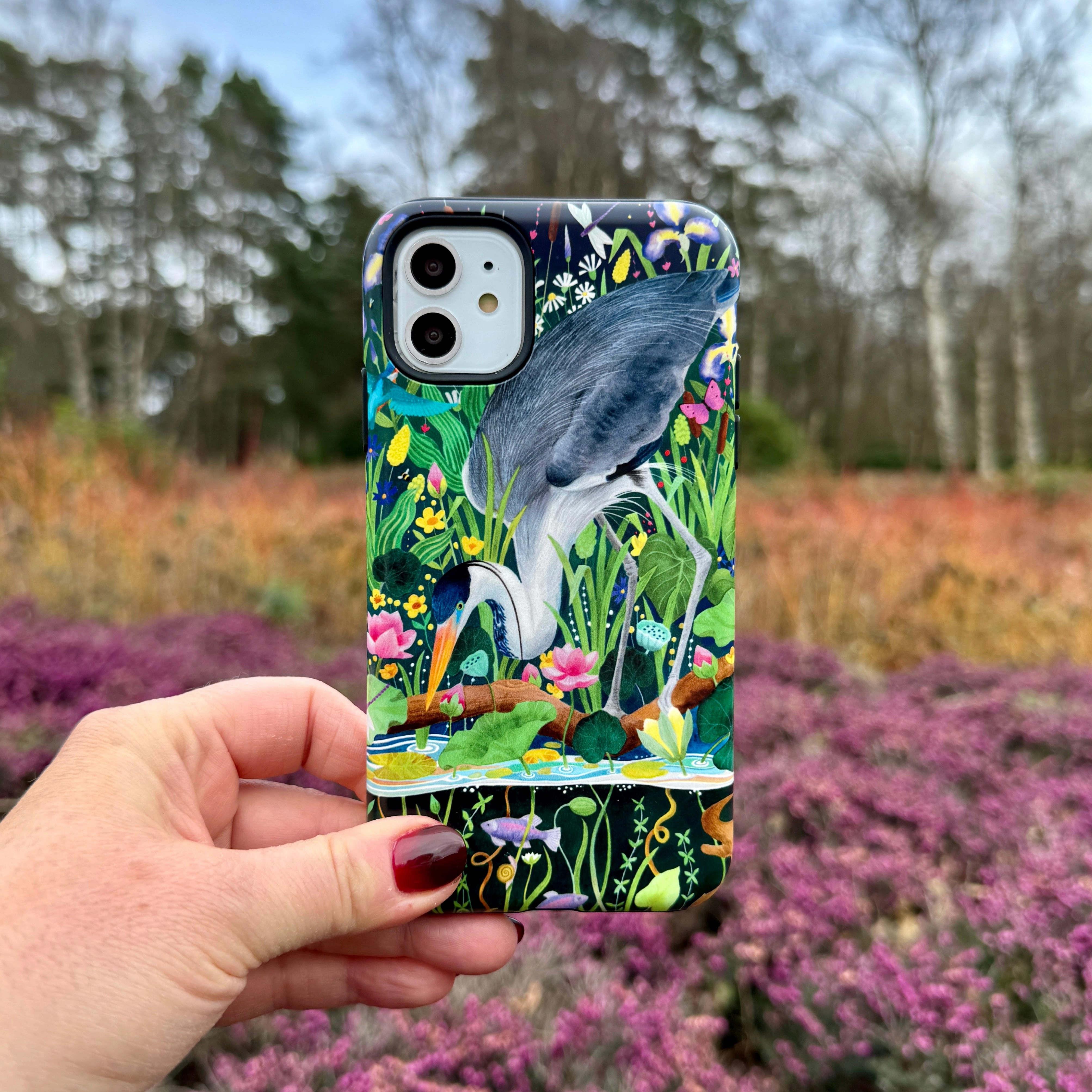 iPhone Tough Case - Heron Fishing By Bex Parkin Rugged Detail Layer