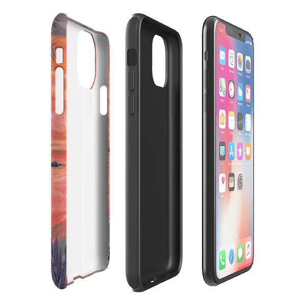 iPhone Tough Case - Sunset Cats By Mary Stubberfield Flexible Edge Minimal Finish