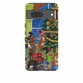 Colorful option Stylish Touch Google Tough Case - Christmas Cats By Caroline Bonne Muller