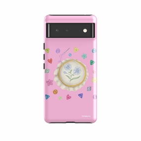 High Quality Google Tough Case -  Google Pixel Case Flower Buttons Needlework By Catherine Rowe